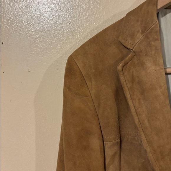 Terry lambskin suede leather tan brown blazer jacket M - Picture 5 of 12